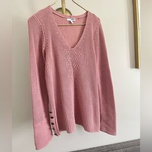 Sonoma Pink V-Neck feminine casual  cotton Sweater M